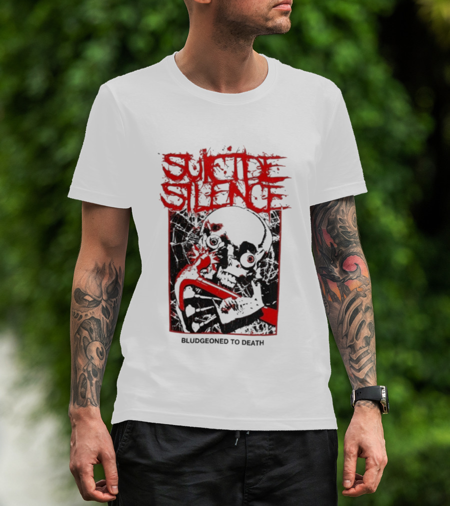 Suicide Silence Bludgeoned To Death Skull And Crowbar Design T-Shirt