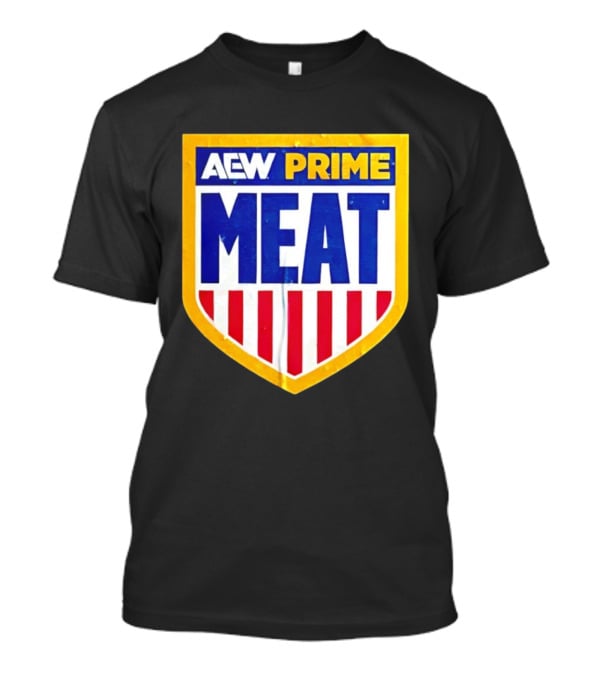 AEW Prime Meat Shield Bold Lettering And Stripes T-Shirt
