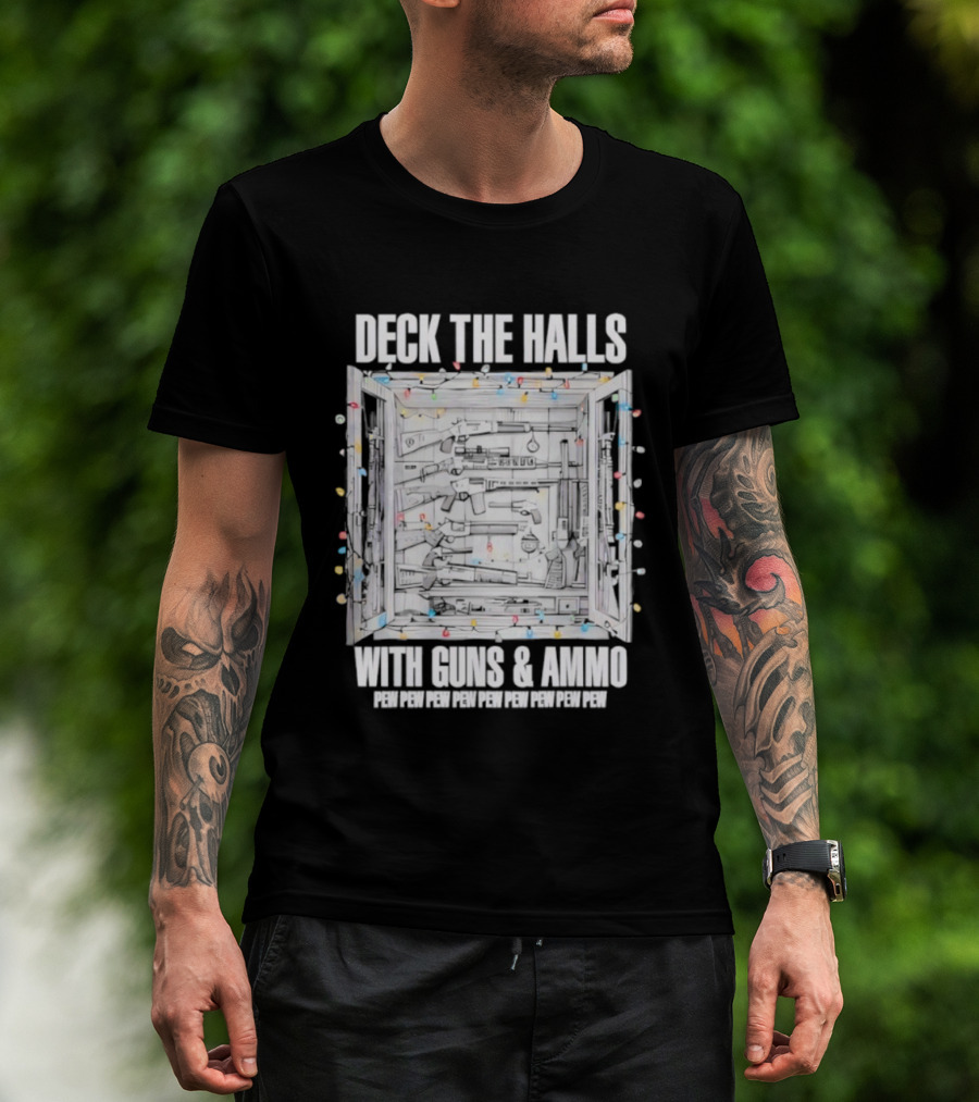 Deck The Halls With Guns And Ammo Holiday Lights T-Shirt