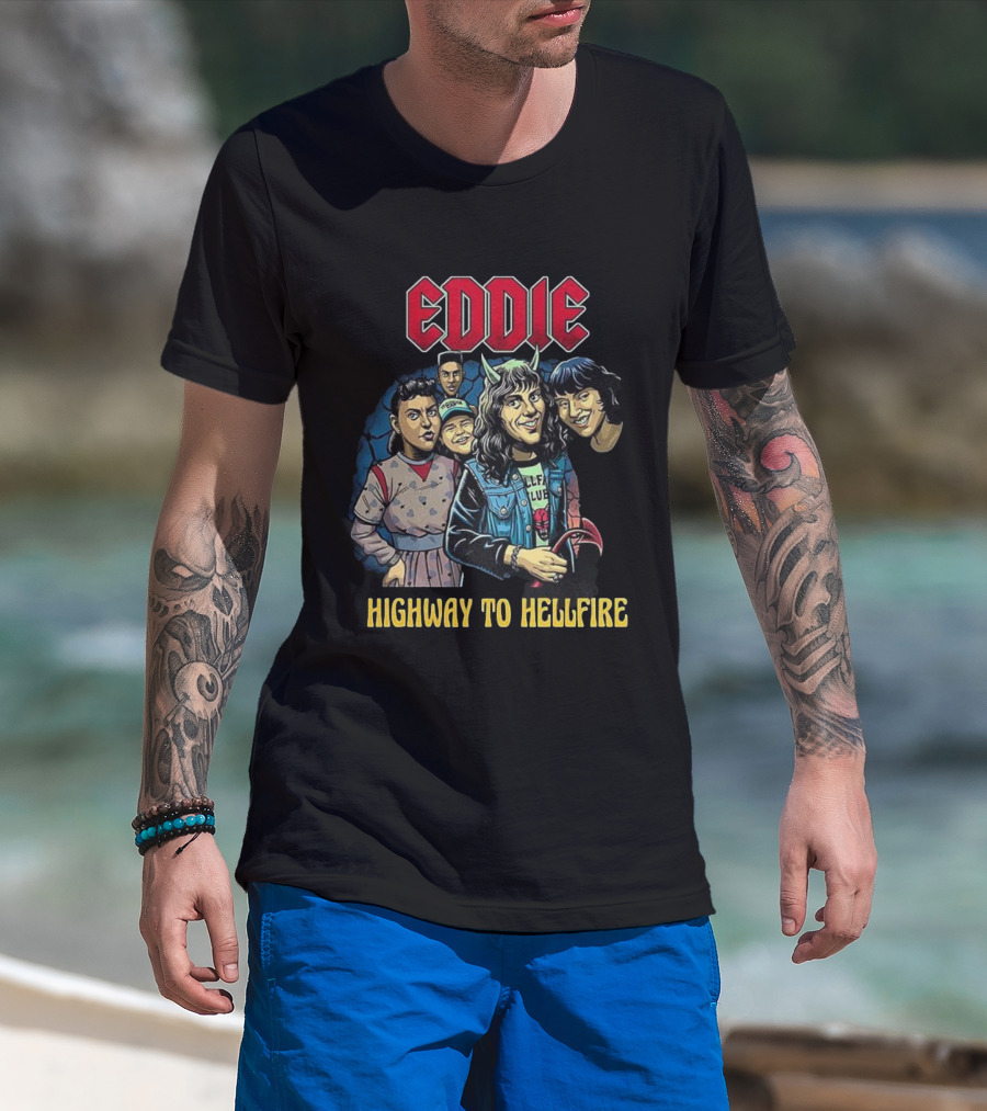 Eddie Munson Stranger Things Hellfire Club Cartoon Characters Highway To Hellfire T-Shirt