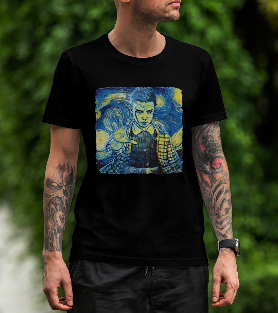 Eleven Starry Night Van Gogh Stranger Things Fusion Painting Style T-Shirt