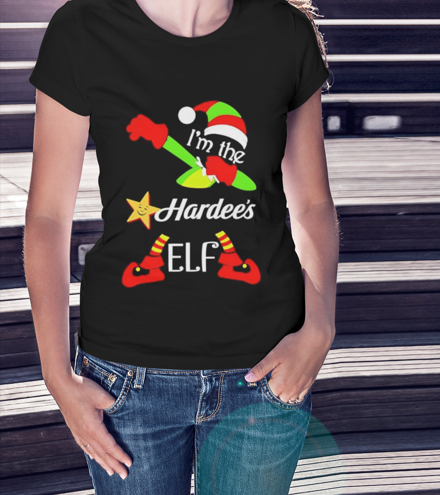 I'm The Hardee's Elf Christmas 2025 Holiday Cheer Santa Hat Festive Outfit T-Shirt