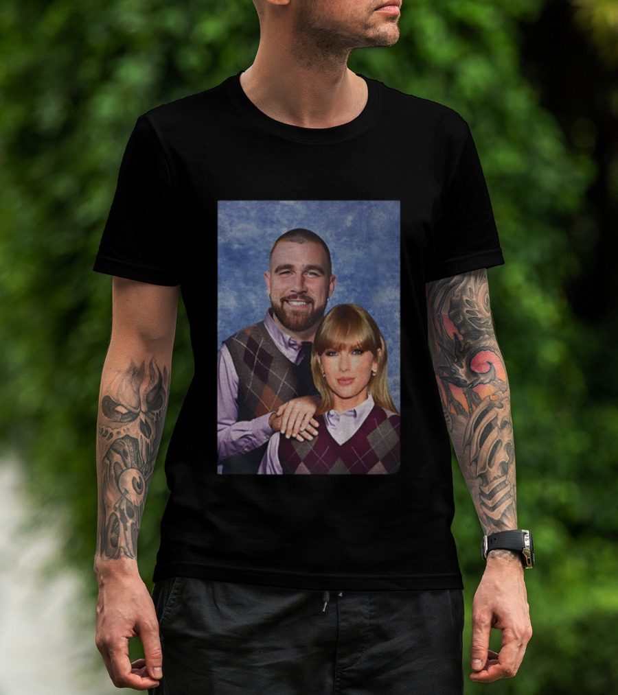 Taylor And Travis Kelce Step Brothers Kansas City Chiefs NFL 2025 Vintage Sweater Argyle Style T-Shirt