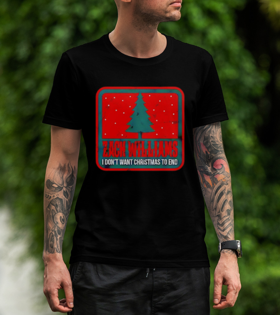 Zach Williams I Don’t Want Christmas To End Tree Red Background T-Shirt