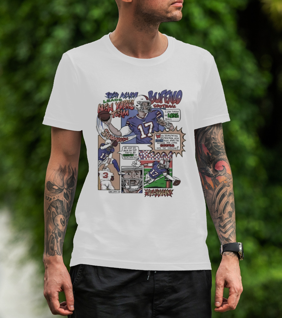 Josh Allen Buffalo Football New York's Team Super Josh Comic Style Touchdown Hero T-Shirt