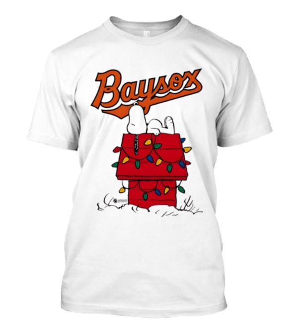 Baysox Snoopy Holiday Christmas Lights Doghouse T-Shirt
