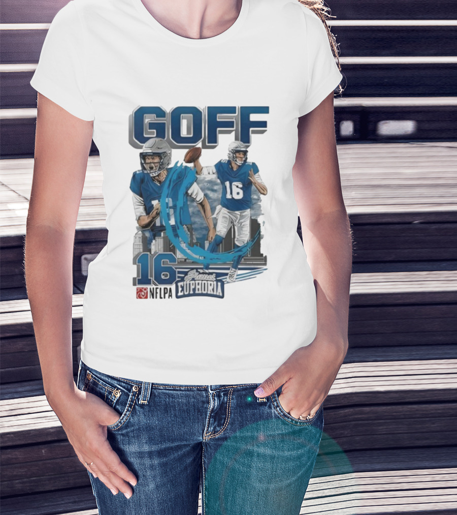 Goff 16 NFLPA Planet Euphoria Football Player Action T-Shirt