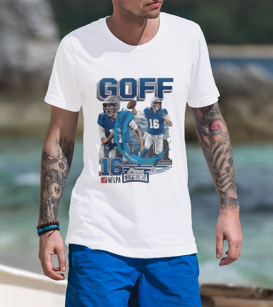 Goff 16 NFLPA Planet Euphoria Football Player Action T-Shirt