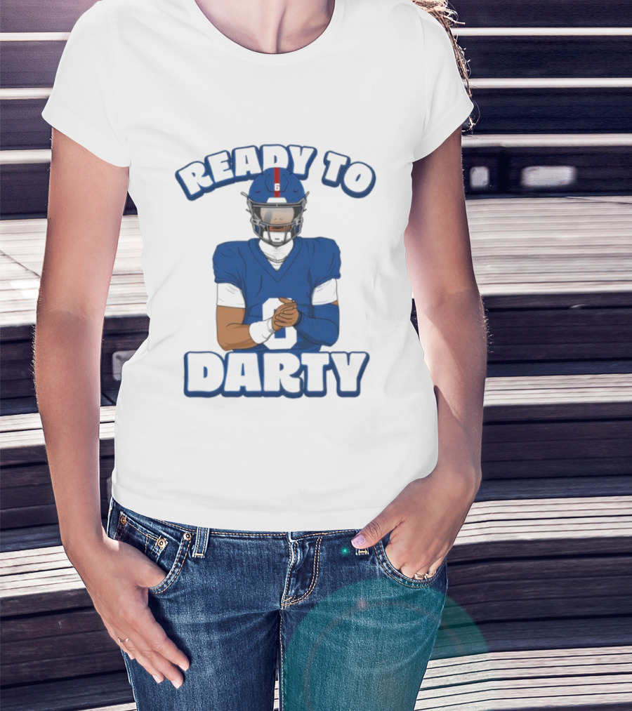 Jaxson Dart Ready To Darty NY Giants Football Illustration T-Shirt