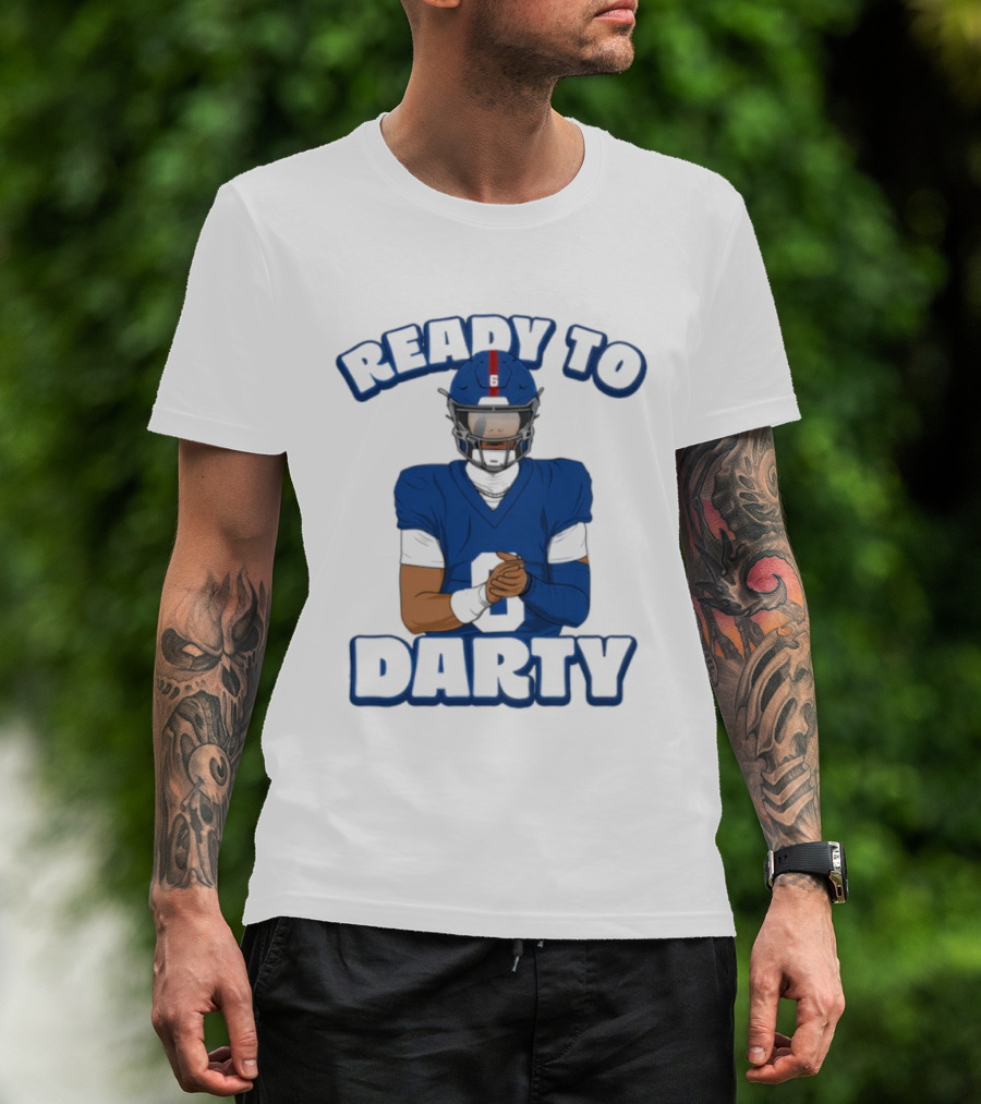 Jaxson Dart Ready To Darty NY Giants Football Illustration T-Shirt