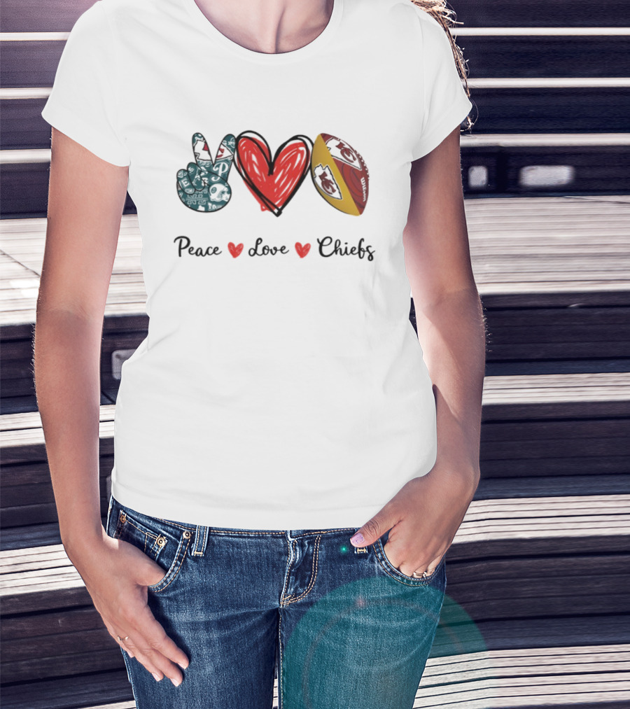 Peace Love Chiefs Kansas City Football T-Shirt