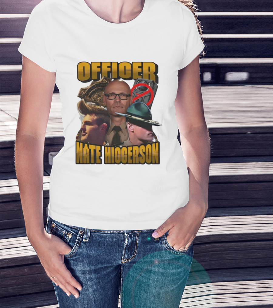 Officer Nate Higgerson Police Badge And Law Enforcement Imagery T-Shirt