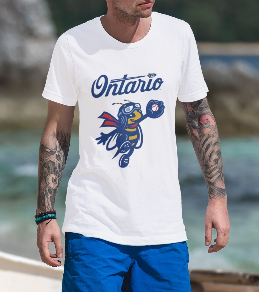 Ontario Buzzers Bee Mascot With Stylish Script And Flying Design T-Shirt