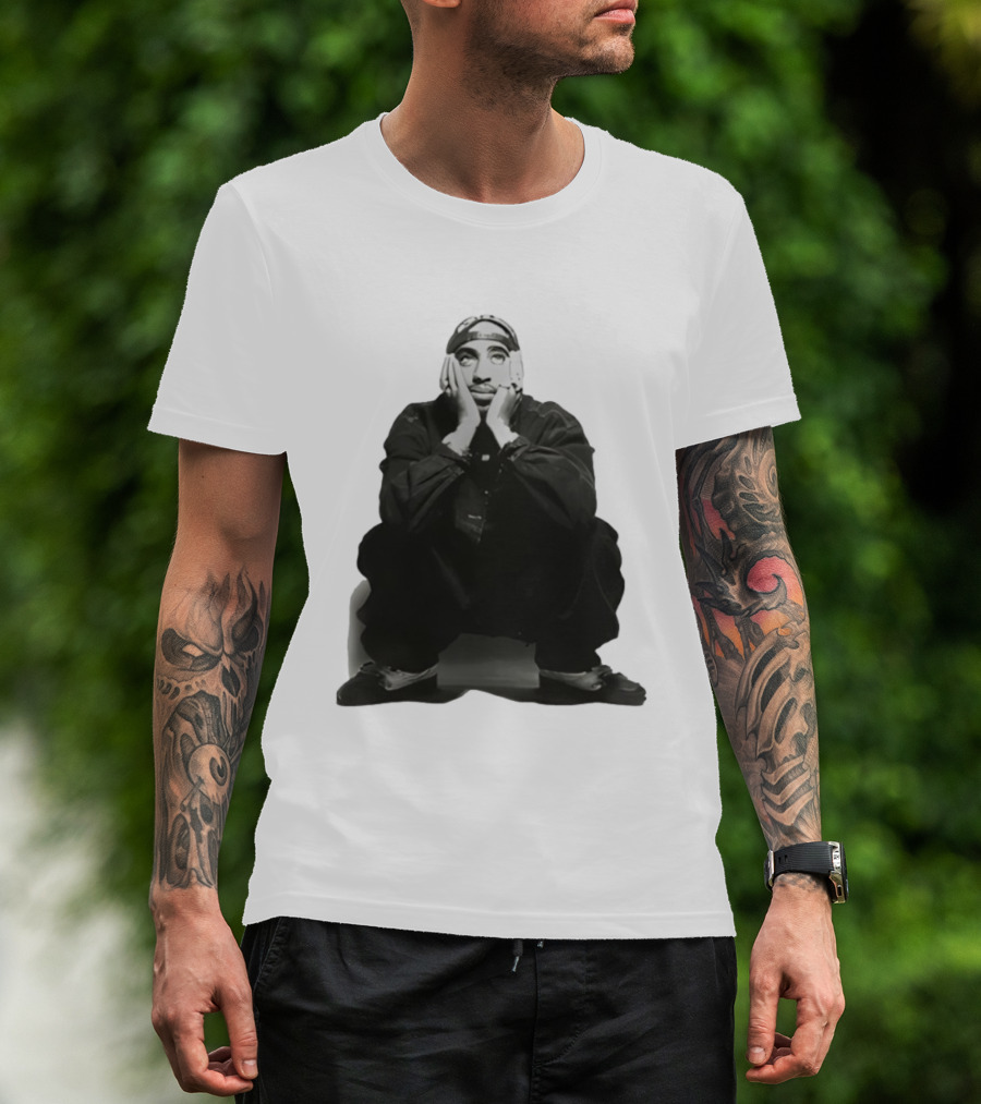 Pedro Pascal Sits Like Tupac Iconic Pose T-Shirt