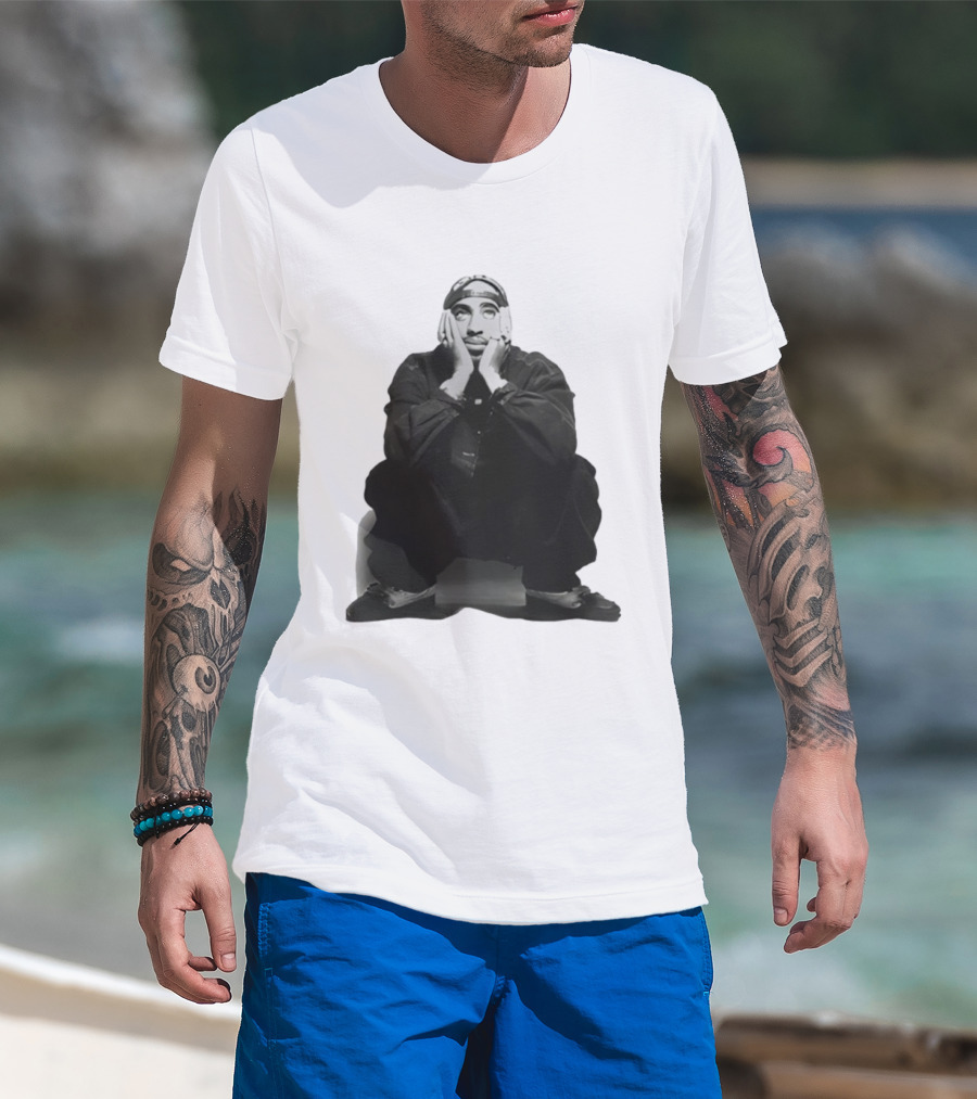 Pedro Pascal Sits Like Tupac Iconic Pose T-Shirt