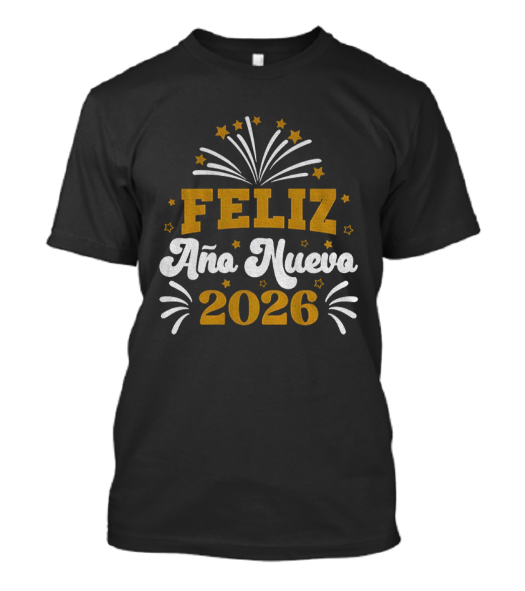 Feliz Año Nuevo 2026 Fiesta De Año Nuevo Con Fuegos Artificiales Y Estrellas T-Shirt
