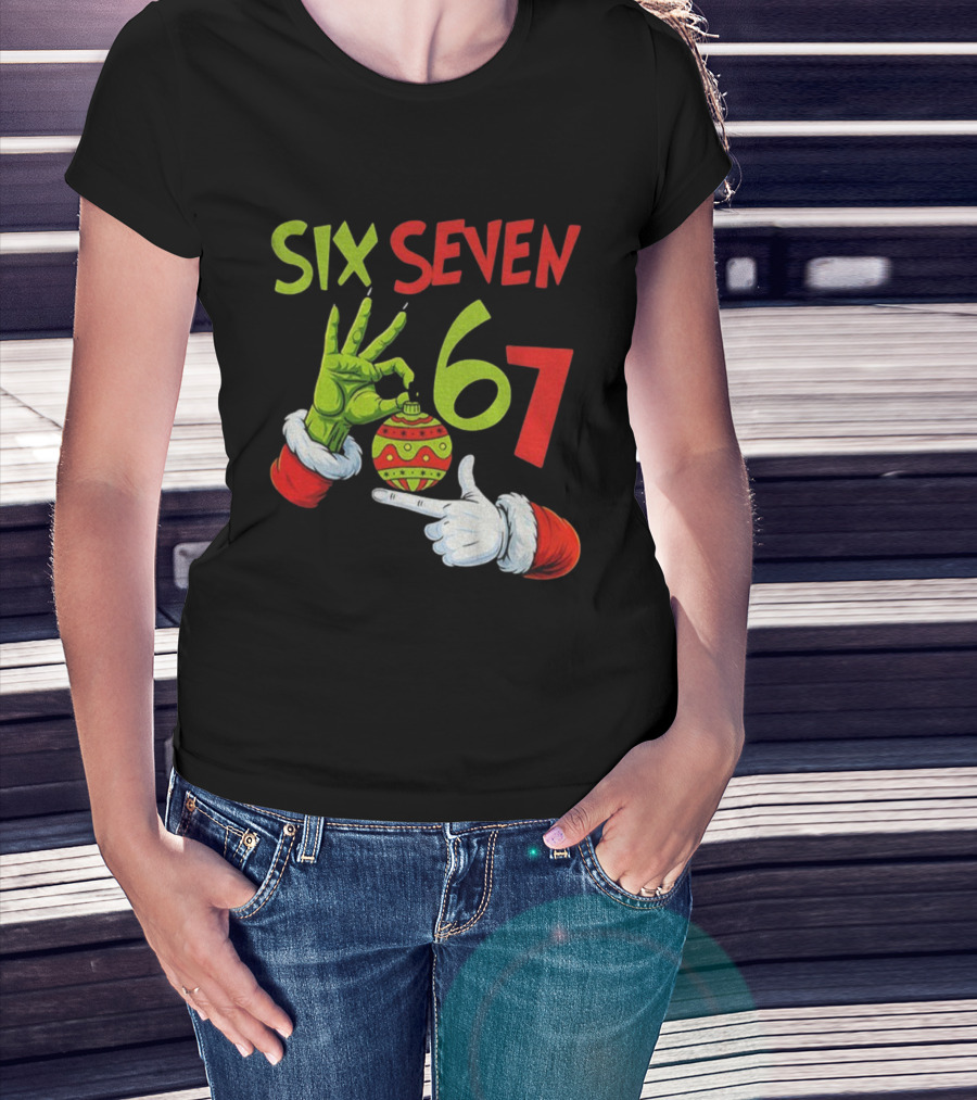 Six Seven 67 Grinch Christmas Bauble Merry Christmas T-Shirt