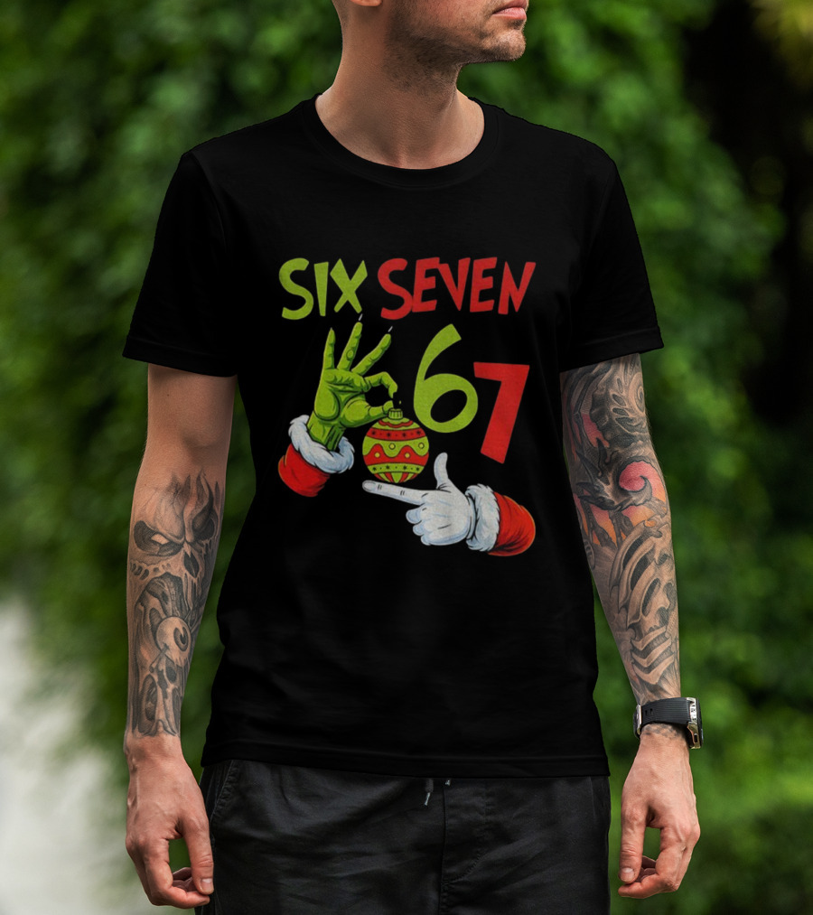 Six Seven 67 Grinch Christmas Bauble Merry Christmas T-Shirt