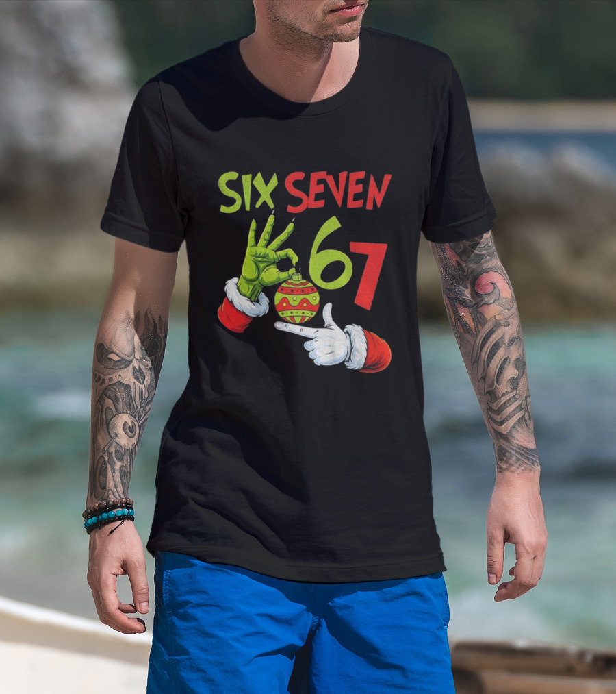 Six Seven 67 Grinch Christmas Bauble Merry Christmas T-Shirt