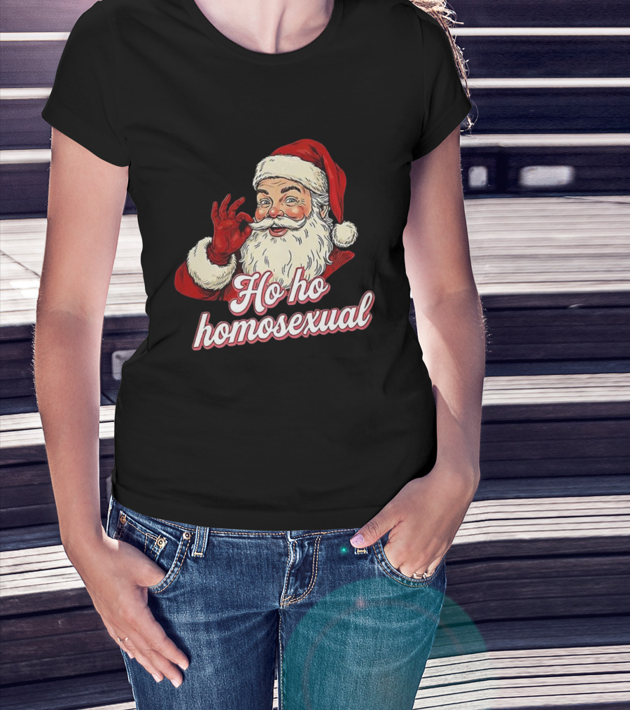 Santa Claus Ho Ho Homosexual Merry Christmas LGBTQ Pride T-Shirt