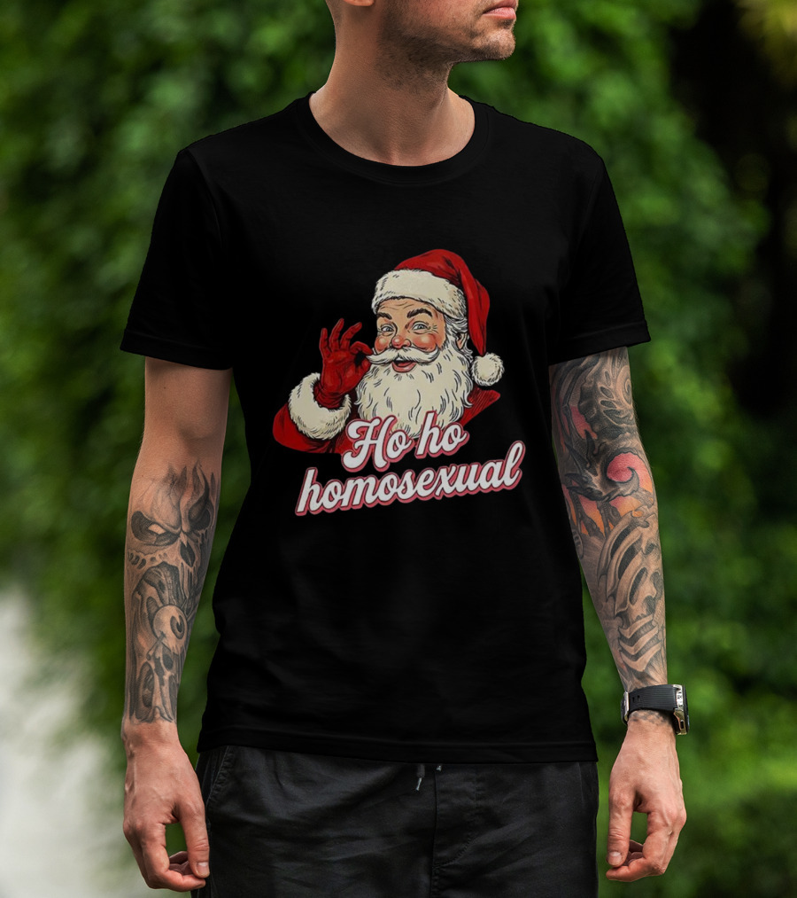 Santa Claus Ho Ho Homosexual Merry Christmas LGBTQ Pride T-Shirt