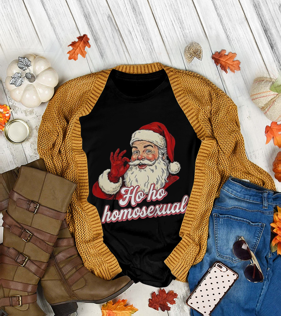 Santa Claus Ho Ho Homosexual Merry Christmas LGBTQ Pride T-Shirt