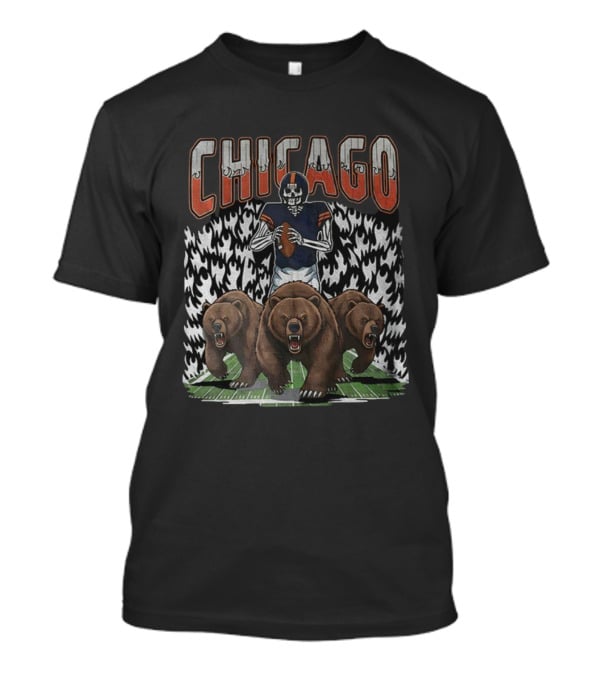 Chicago Skeleton Bears Football Game Day 2025 Running Bears T-Shirt