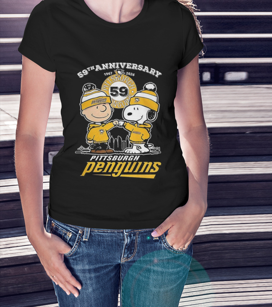 Snoopy Charlie Brown Pittsburgh Penguins 59th Anniversary 1967-2026 T-Shirt