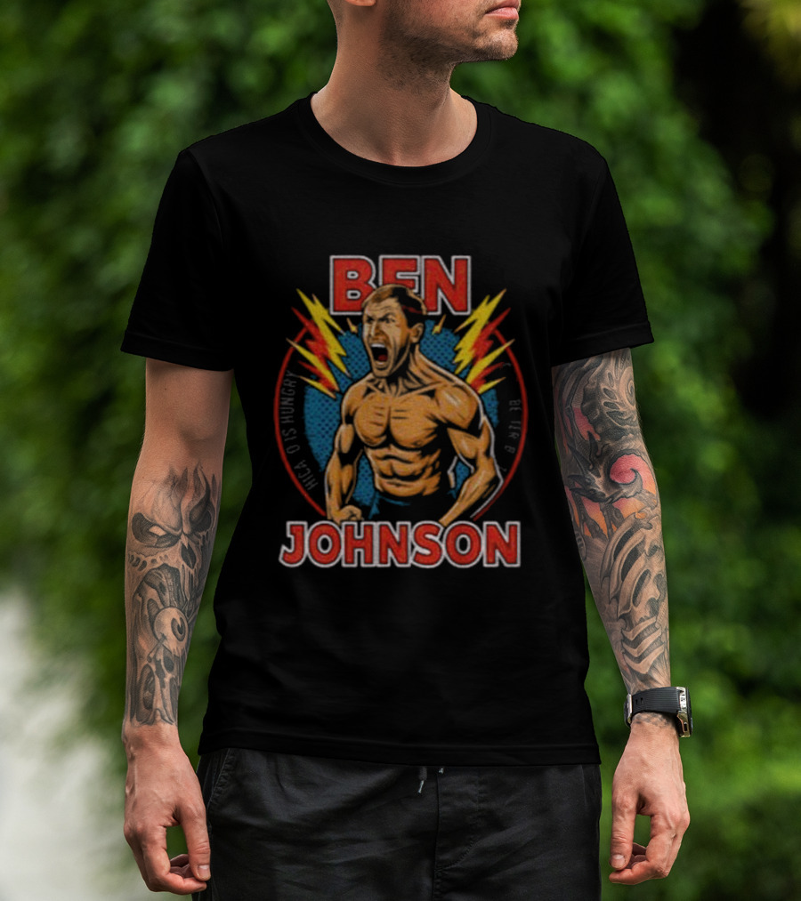 Ben Johnson Muscle Power With Lightning Bolts T-Shirt