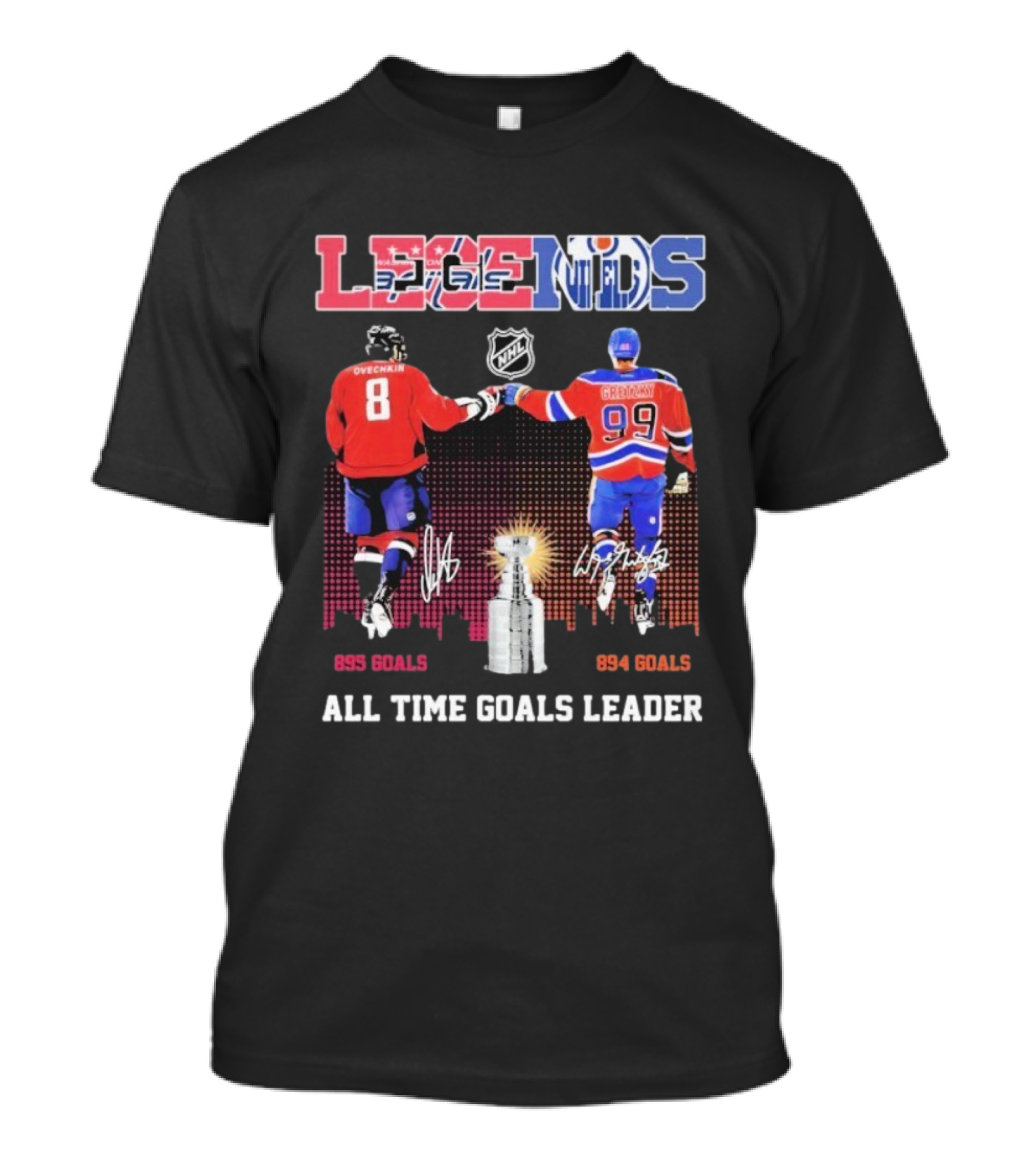Alex Ovechkin 895 Wayne Gretzky 894 NHL Capitals Oilers Legends All Time Goals Leader T-Shirt