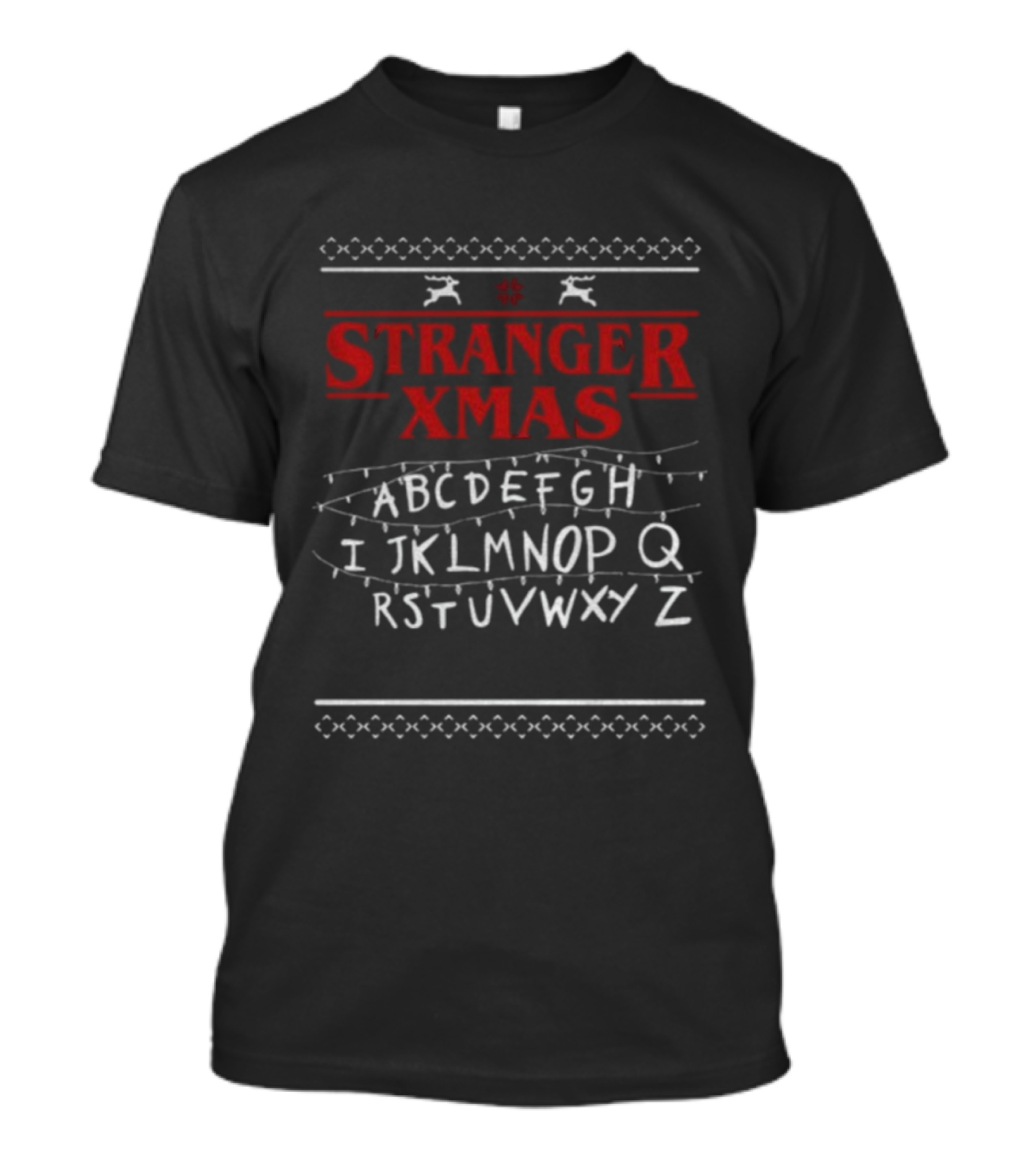 Stranger Xmas Alphabet Lights Holiday Sweater Style T-Shirt