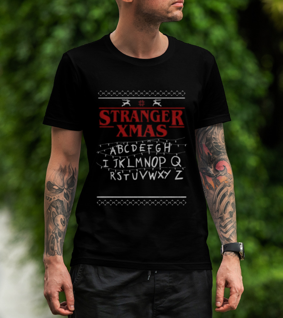Stranger Xmas Alphabet Lights Holiday Sweater Style T-Shirt