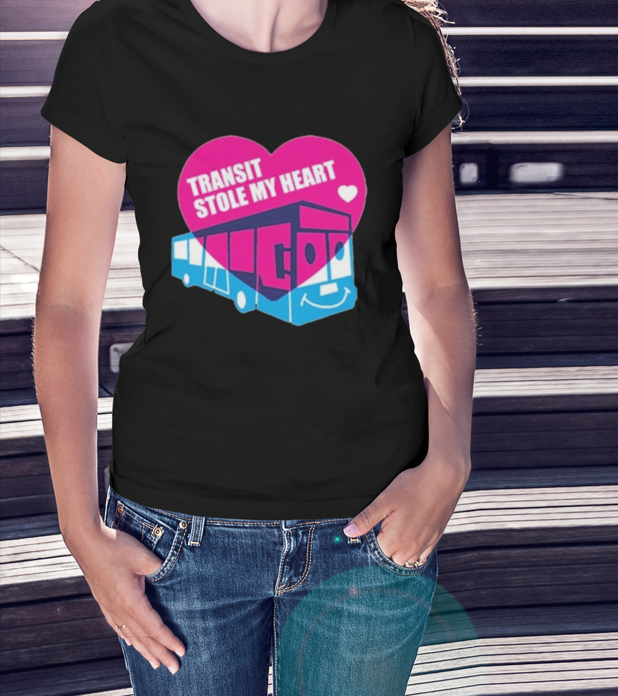 Transit Stole My Heart Smiling Bus And Heart Design T-Shirt