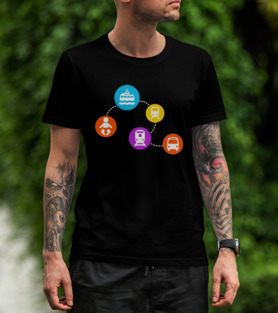 Translink Wayfinding Ferry Train Bus Baby Icon Circles T-Shirt