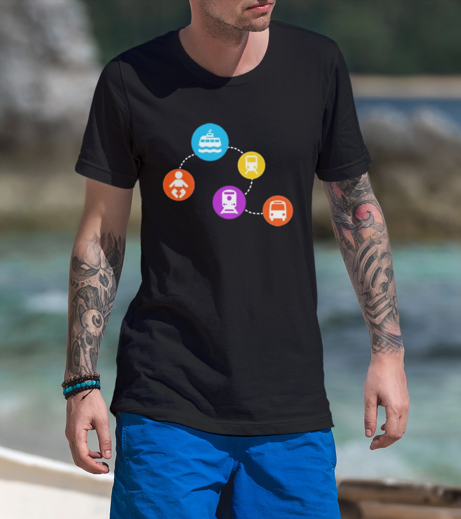 Translink Wayfinding Ferry Train Bus Baby Icon Circles T-Shirt