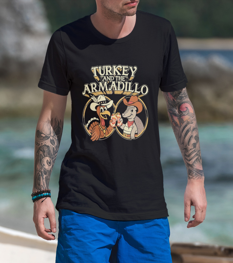 Turkey And The Armadillo Lone Star Beer Cheers In Cowboy Hats T-Shirt