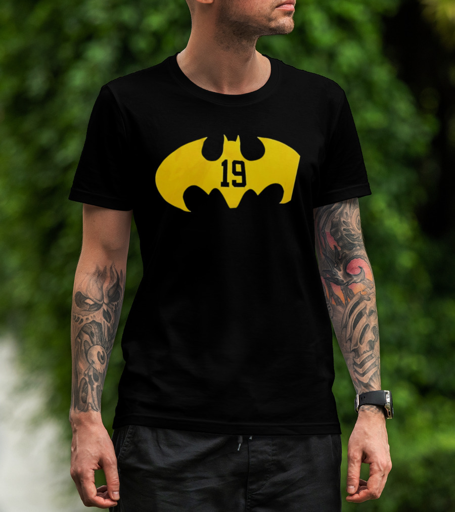 Batman 19 Michigan Wolverines Logo Icon Yellow Bat Symbol T-Shirt