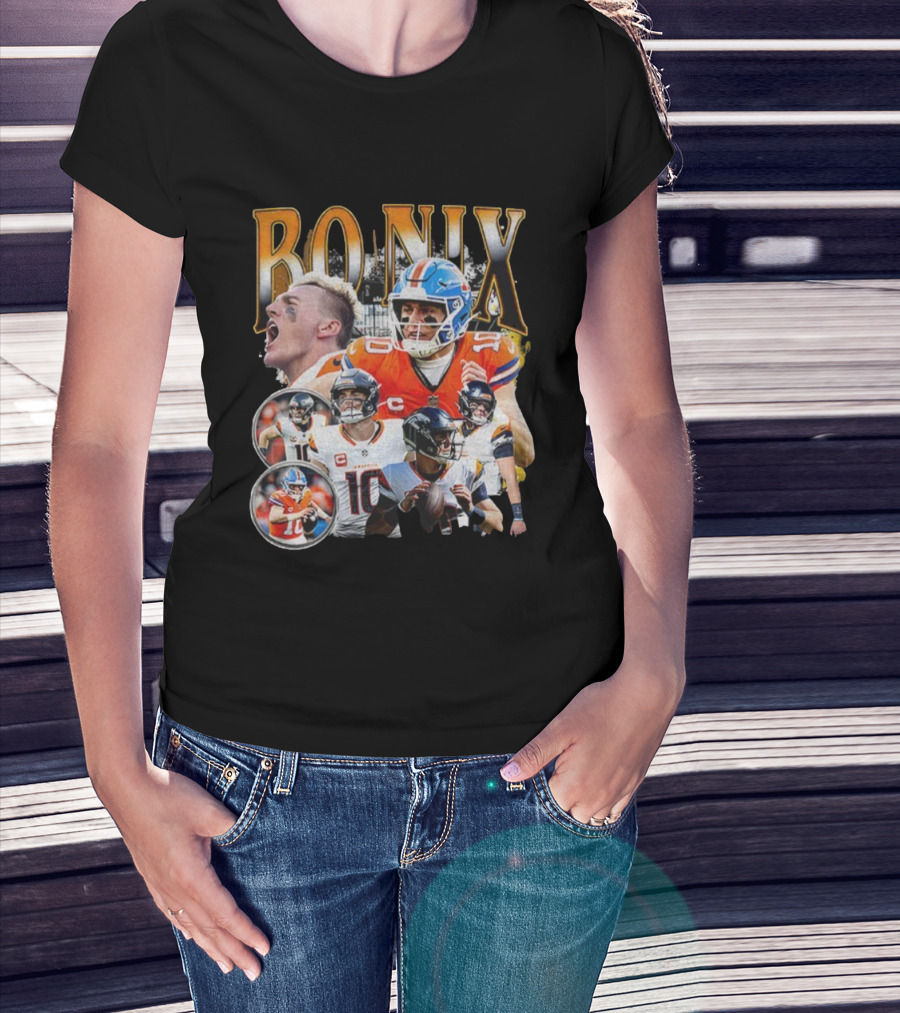 Bo Nix Denver Broncos Inspired Football Fan Gear T-Shirt