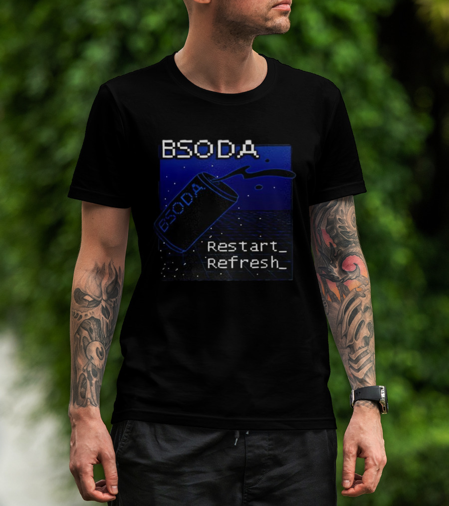 BSODA Can Restart Refresh Pixel Art Aesthetic Retro Digital Style T-Shirt
