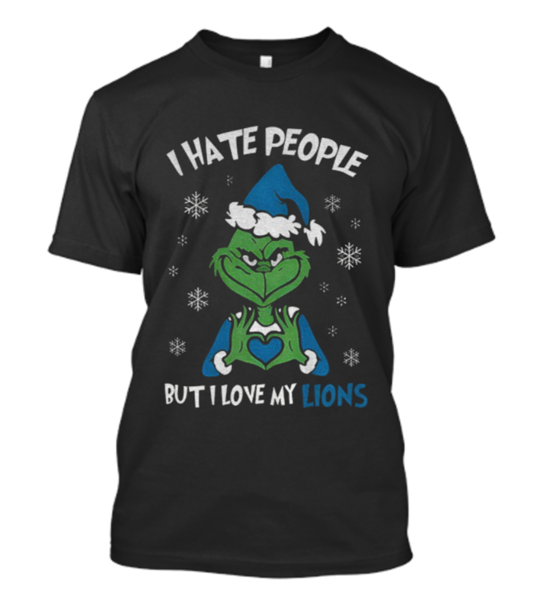 I Hate People But I Love My Lions Grinch Christmas Snowflakes T-Shirt