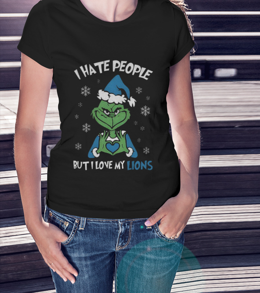 I Hate People But I Love My Lions Grinch Christmas Snowflakes T-Shirt