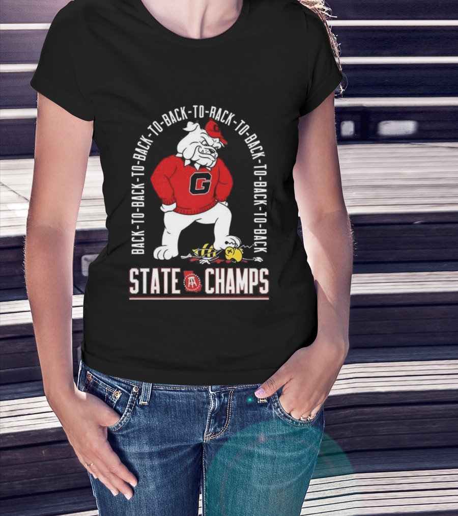 Georgia Bulldogs Vs Georgia Tech Yellow Jackets Back-to-Back-to-Back State Champs T-Shirt