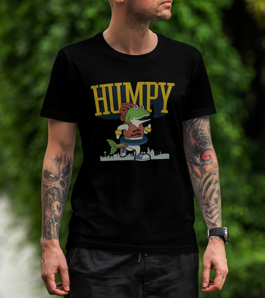 Humpy The Salmon Running Cartoon Character T-Shirt