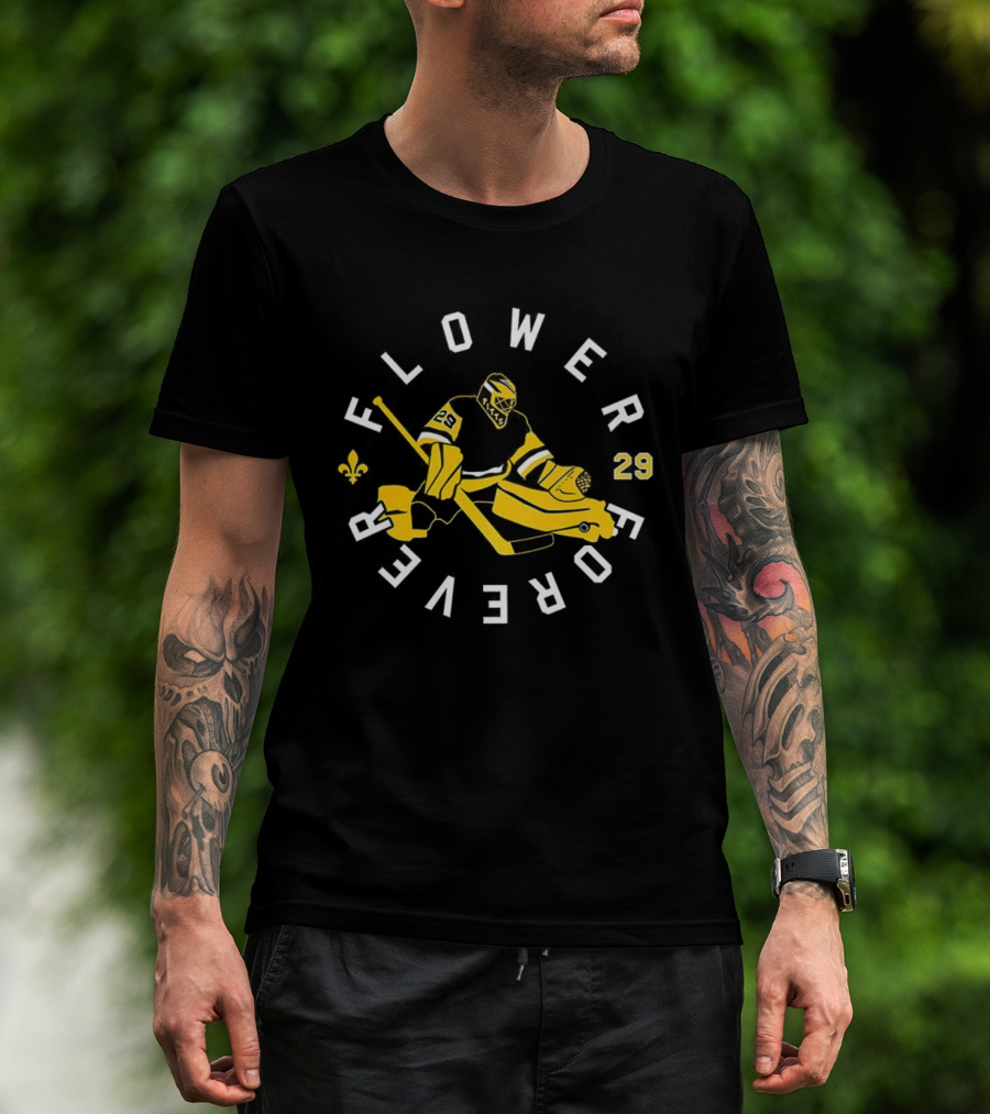 Jeremy Swayman Boston Bruins Flower Forever Goalie 29 T-Shirt