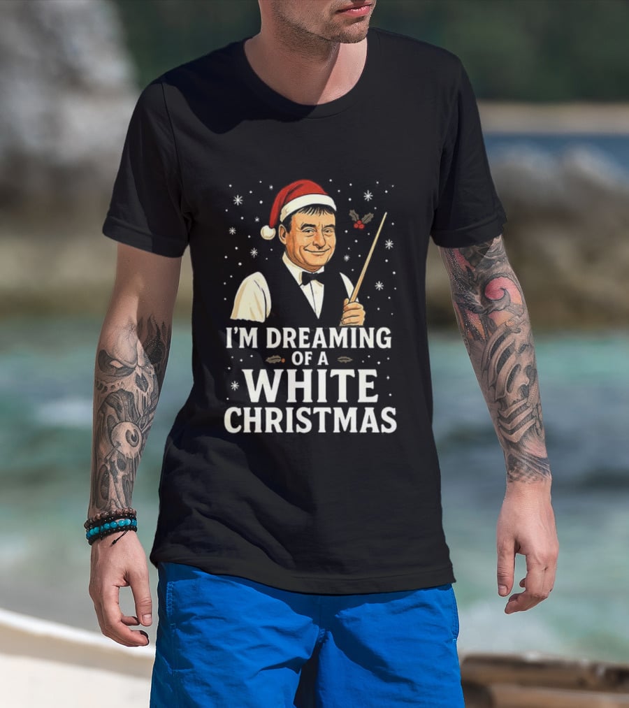 Santa Hat Snooker Player I'm Dreaming Of A White Christmas T-Shirt