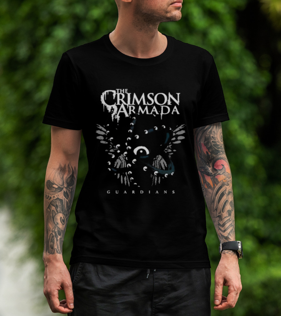 Crimson Armada Guardians Seraph Angelic Wings Design T-Shirt