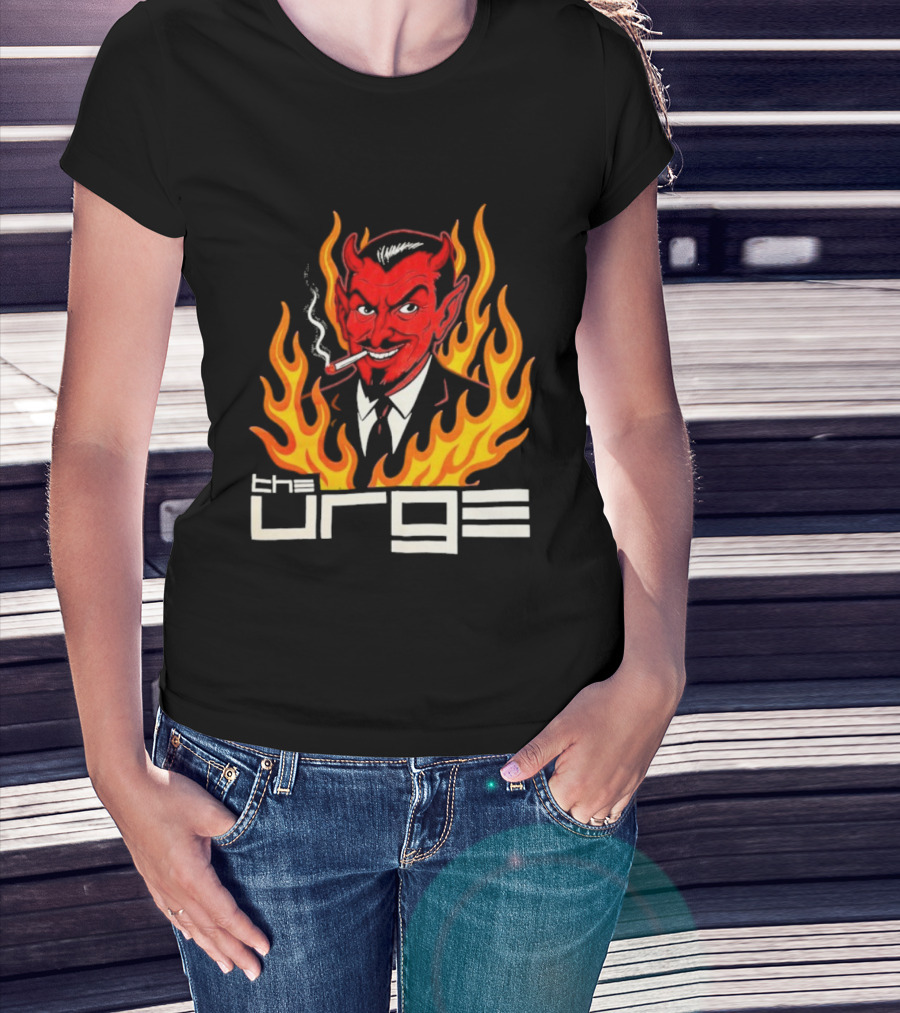 The Urge Devil With Flames Smoking Cigar T-Shirt
