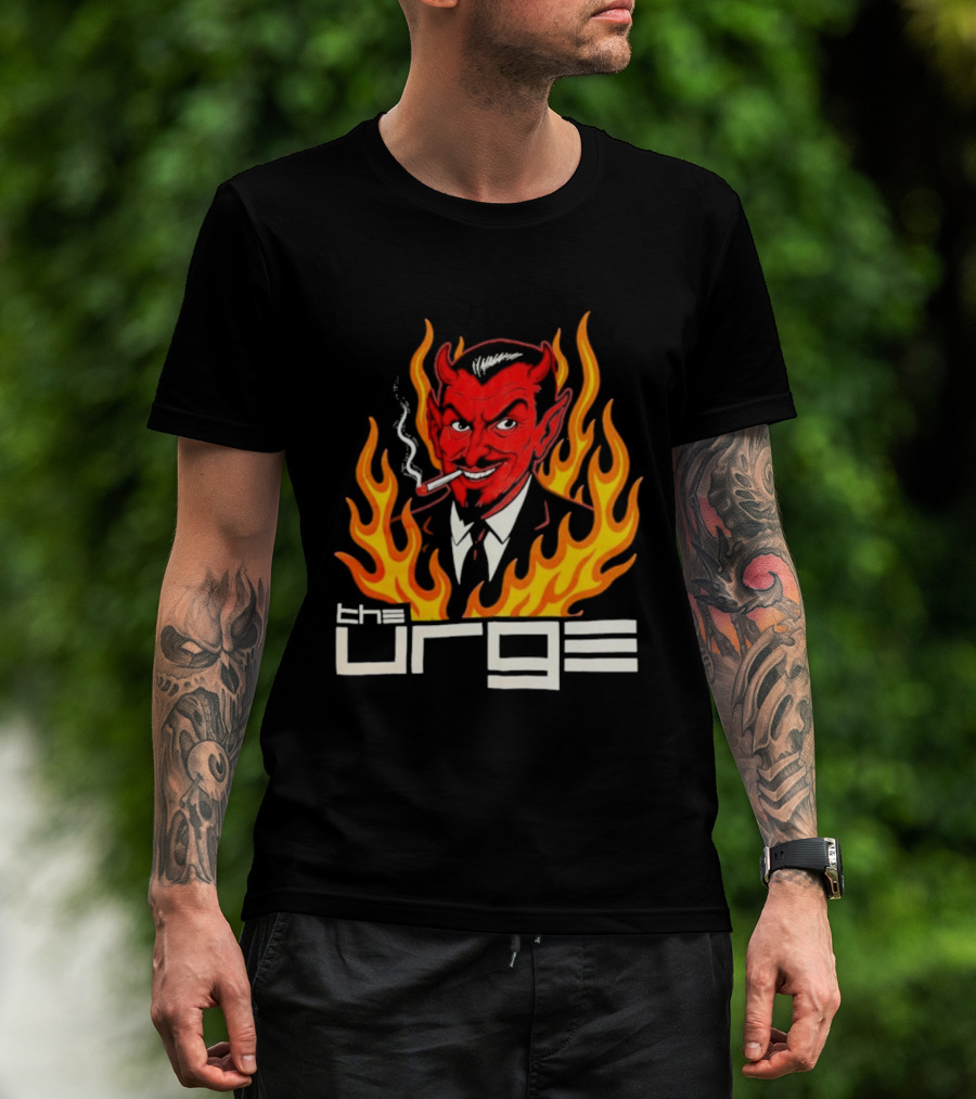 The Urge Devil With Flames Smoking Cigar T-Shirt