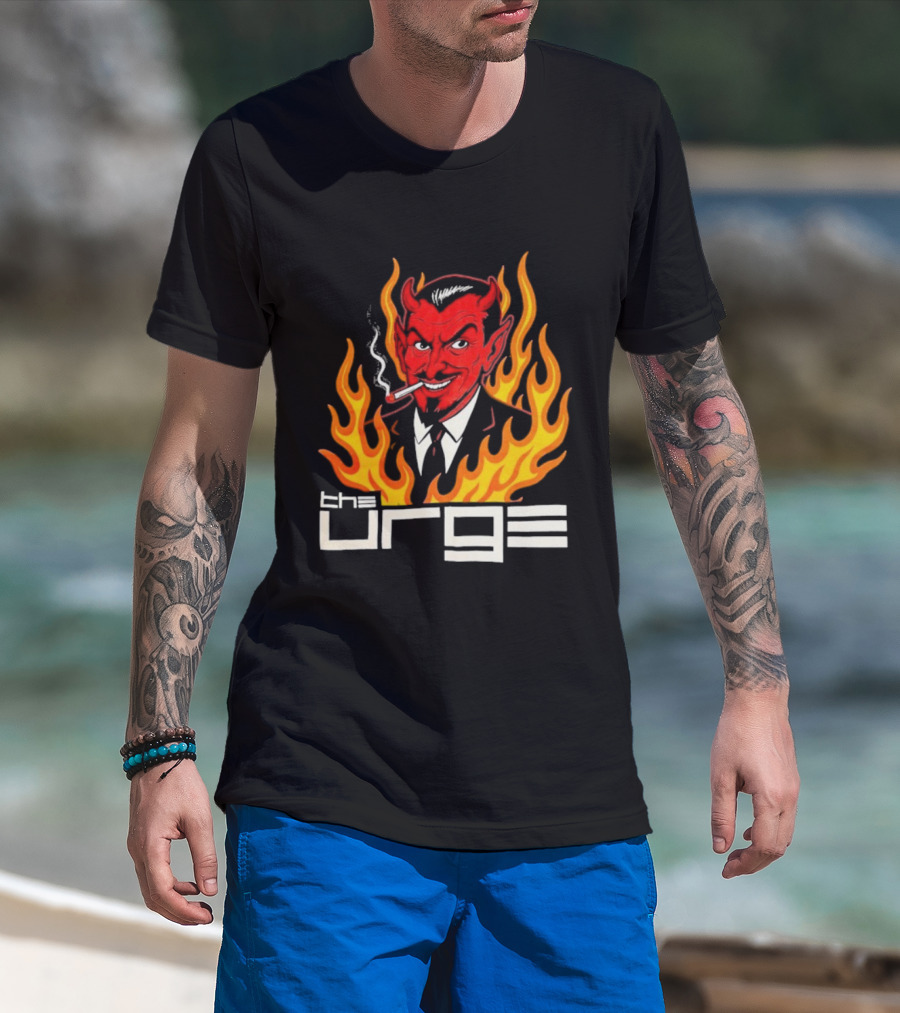 The Urge Devil With Flames Smoking Cigar T-Shirt