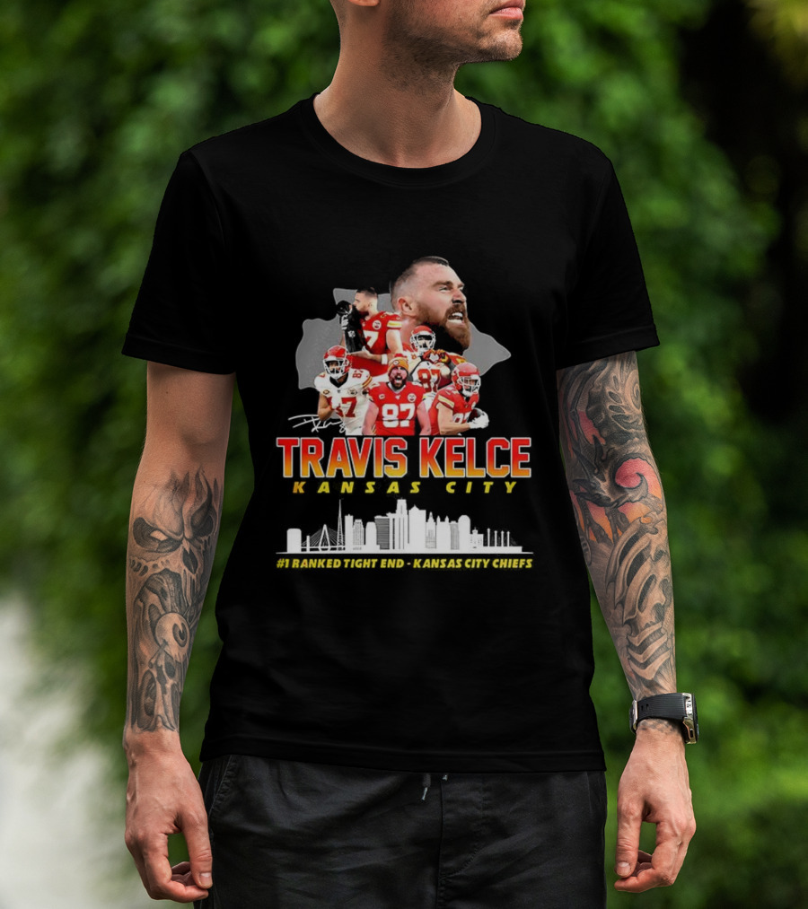 Travis Kelce Kansas City Chiefs Football Number 87 Signature Tee T-Shirt